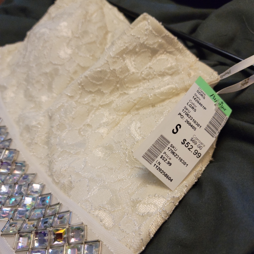 Strapless sequin knee high dress